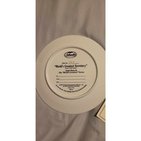 Worlds Greatest Series Secretary Plate Cliff Hayes Islandia International 1998 - Picture 3 of 3